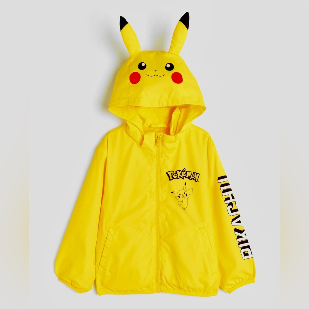 Pikachu Yellow Hooded Kids Jacket PRINT WINDBREAKER